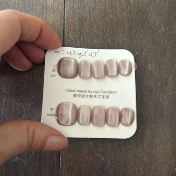 Handmade Pearl Pink Cat Eye Toenails Press-On Toenails Set - Picture 3 of 8